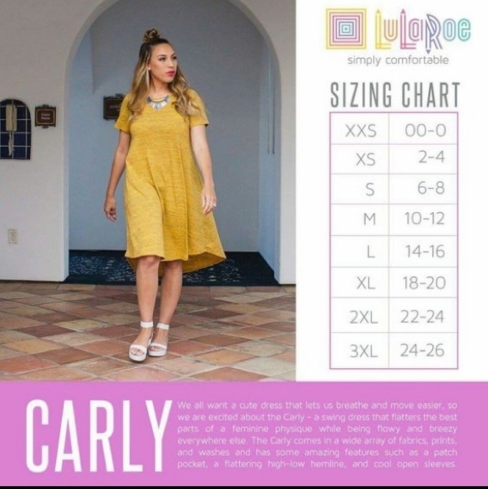 LuLaRoe Carly Dress XXS NWT Purple Yellow High Low Swing Dress - Picture 8 of 9